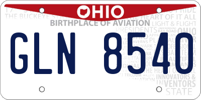 OH license plate GLN8540