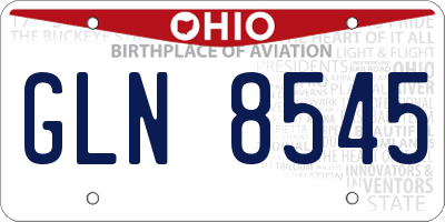 OH license plate GLN8545