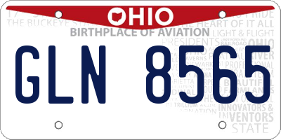 OH license plate GLN8565