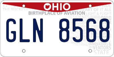 OH license plate GLN8568