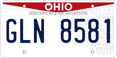 OH license plate GLN8581
