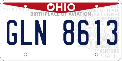 OH license plate GLN8613