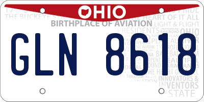 OH license plate GLN8618