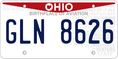 OH license plate GLN8626