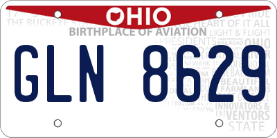 OH license plate GLN8629