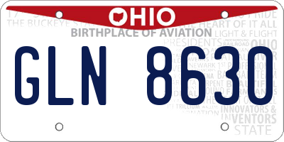 OH license plate GLN8630