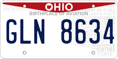 OH license plate GLN8634