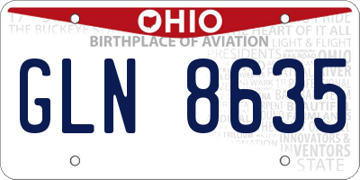 OH license plate GLN8635