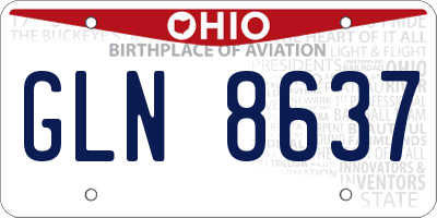 OH license plate GLN8637