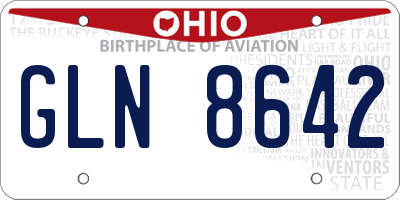OH license plate GLN8642