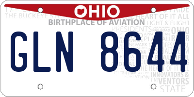 OH license plate GLN8644