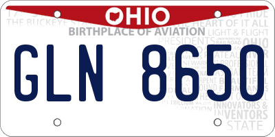 OH license plate GLN8650