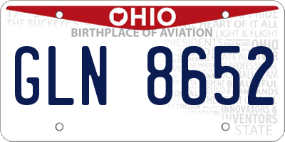 OH license plate GLN8652
