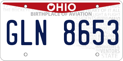 OH license plate GLN8653