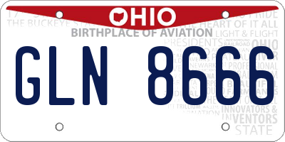 OH license plate GLN8666