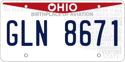 OH license plate GLN8671