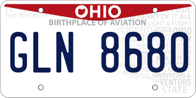 OH license plate GLN8680