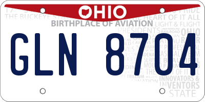 OH license plate GLN8704