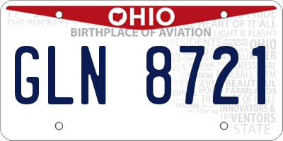OH license plate GLN8721