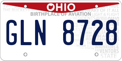 OH license plate GLN8728