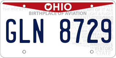 OH license plate GLN8729