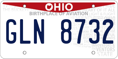 OH license plate GLN8732