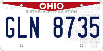 OH license plate GLN8735