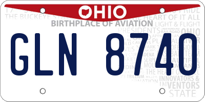 OH license plate GLN8740