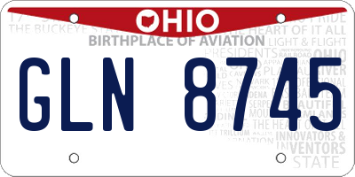 OH license plate GLN8745