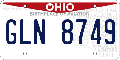 OH license plate GLN8749
