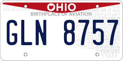 OH license plate GLN8757