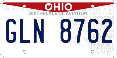 OH license plate GLN8762