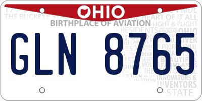 OH license plate GLN8765