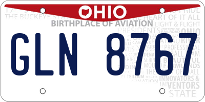 OH license plate GLN8767