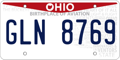 OH license plate GLN8769