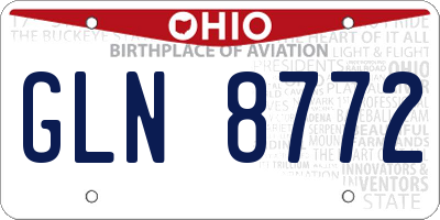 OH license plate GLN8772