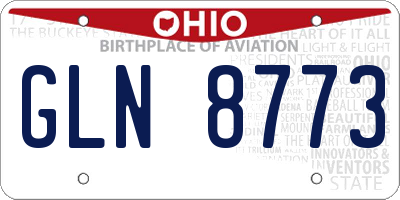 OH license plate GLN8773