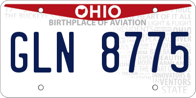 OH license plate GLN8775