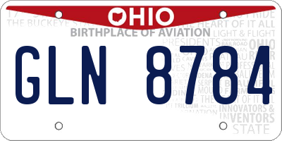 OH license plate GLN8784
