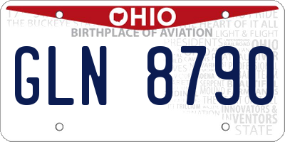 OH license plate GLN8790