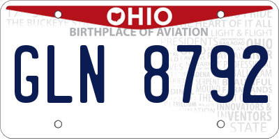 OH license plate GLN8792