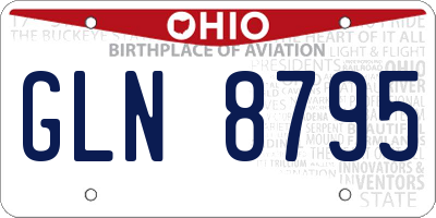 OH license plate GLN8795