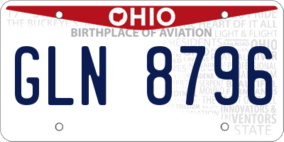 OH license plate GLN8796