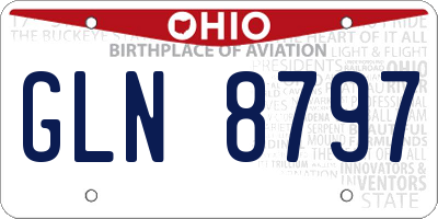 OH license plate GLN8797