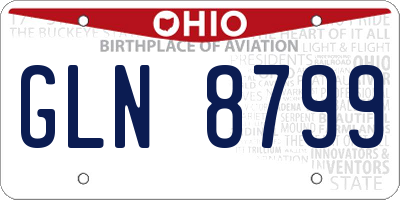 OH license plate GLN8799