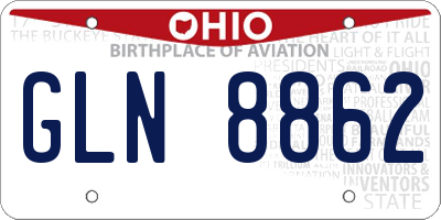 OH license plate GLN8862