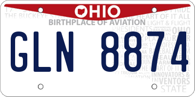OH license plate GLN8874