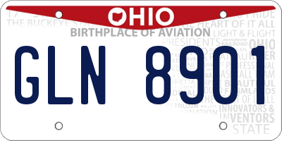 OH license plate GLN8901