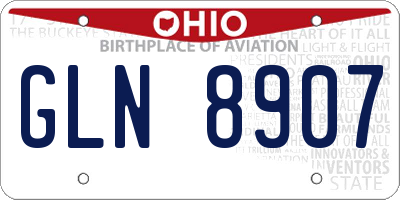 OH license plate GLN8907