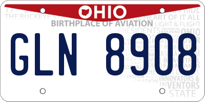 OH license plate GLN8908